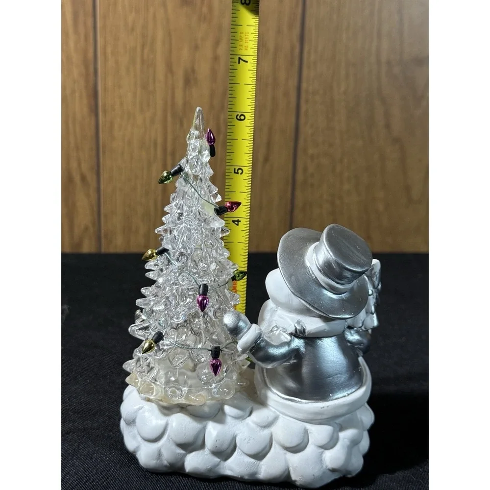 Acrylic Christmas Tree w/ Snowman - Lights Up & Music‎ Battery Operated